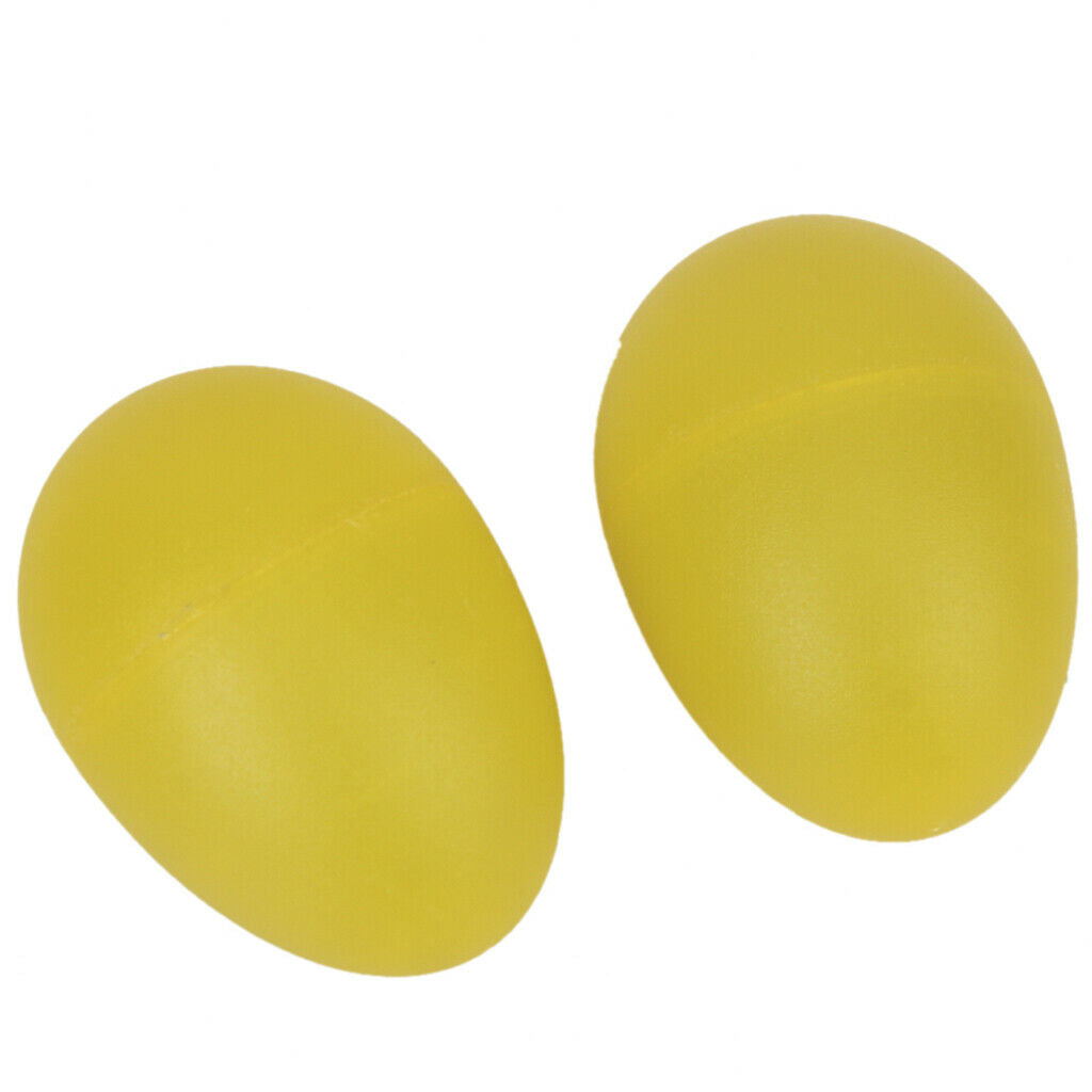 1 Pair Plastic Percussion Musical Egg Maracas Shakers - Lemon Yellow