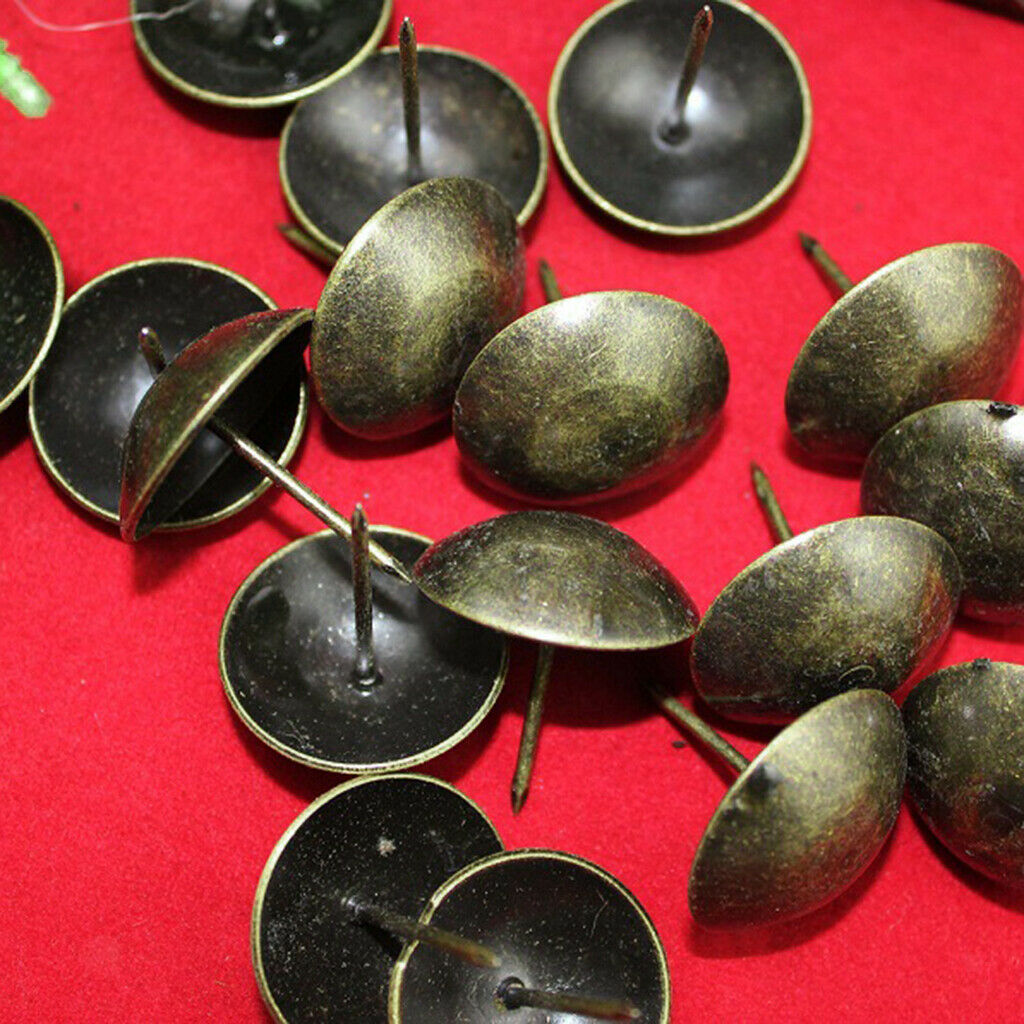 100 x BRONZE UPHOLSTERY NAIL PIN-20mm WIDE HEAD-25mm LENGTH-STUD/ TACKS PINS