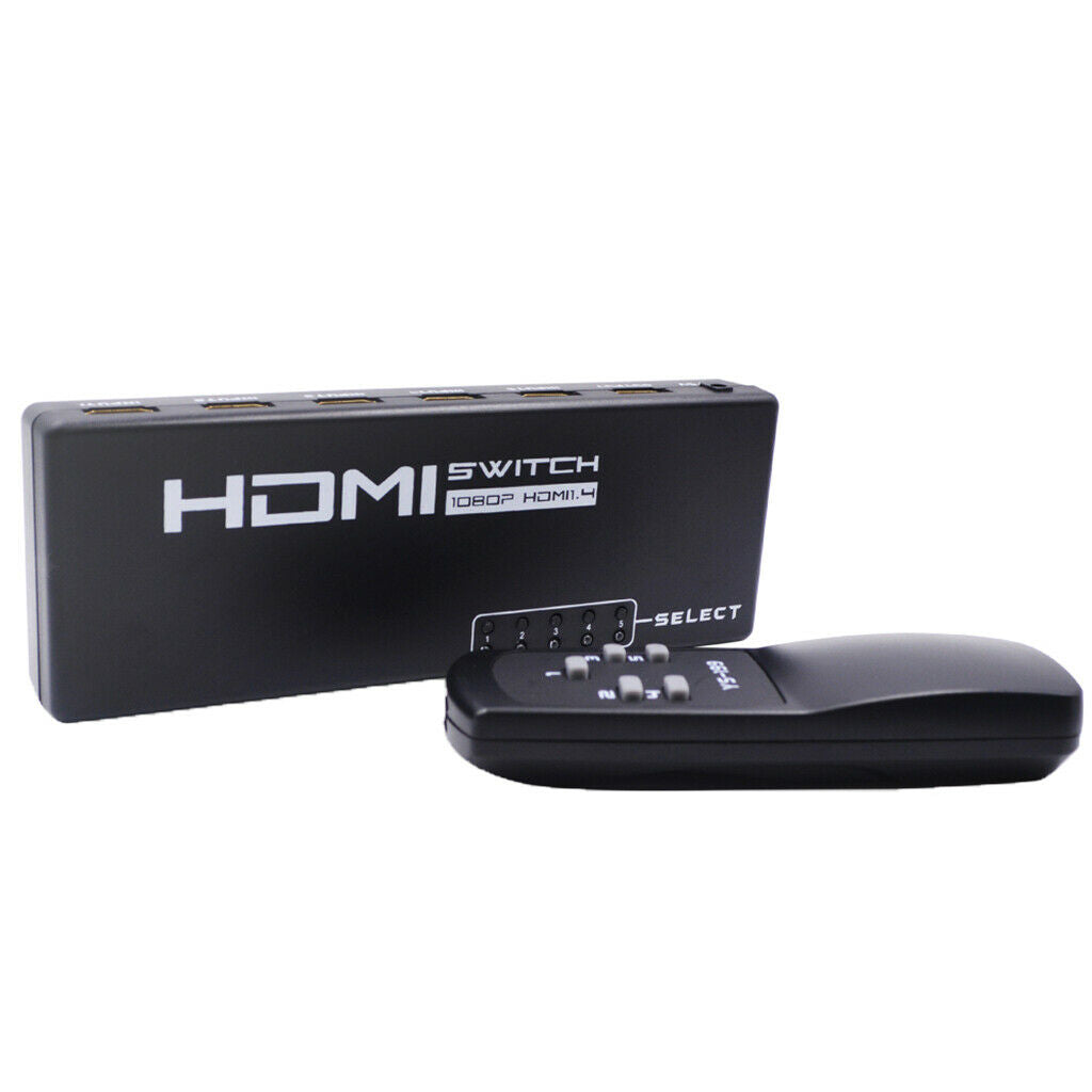 5 Port 1 x 5   Switch Switcher Selector Splitter Hub with Remote for HDTV