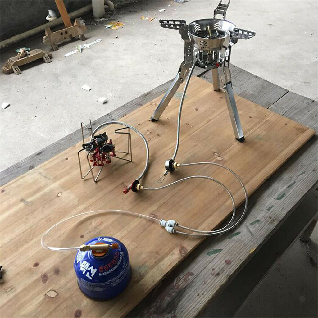 Outdoors Dual Hoses Propane Flat Gas Tank Camping Stove Connector Adapter