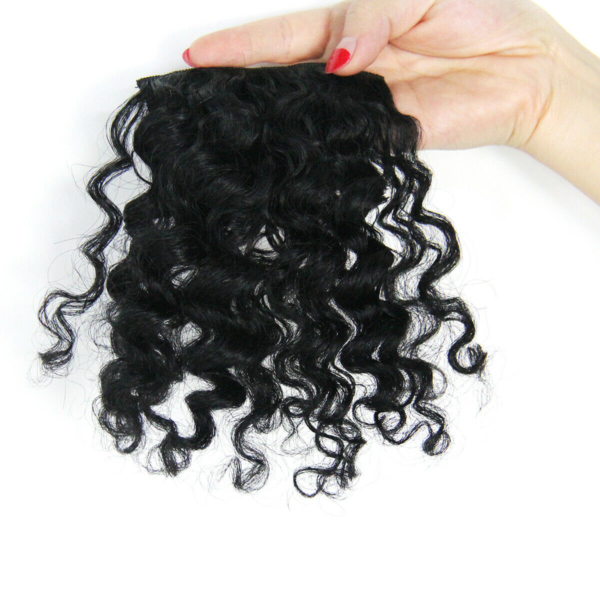 100% Remy Human Hair Curly Bangs Clip in Front Fringes Afro Hairpiece Extensions