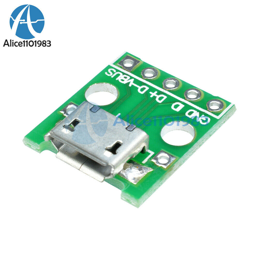 2PCS Female MICRO USB to DIP 5-Pin Pinboard 2.54mm micro USB type