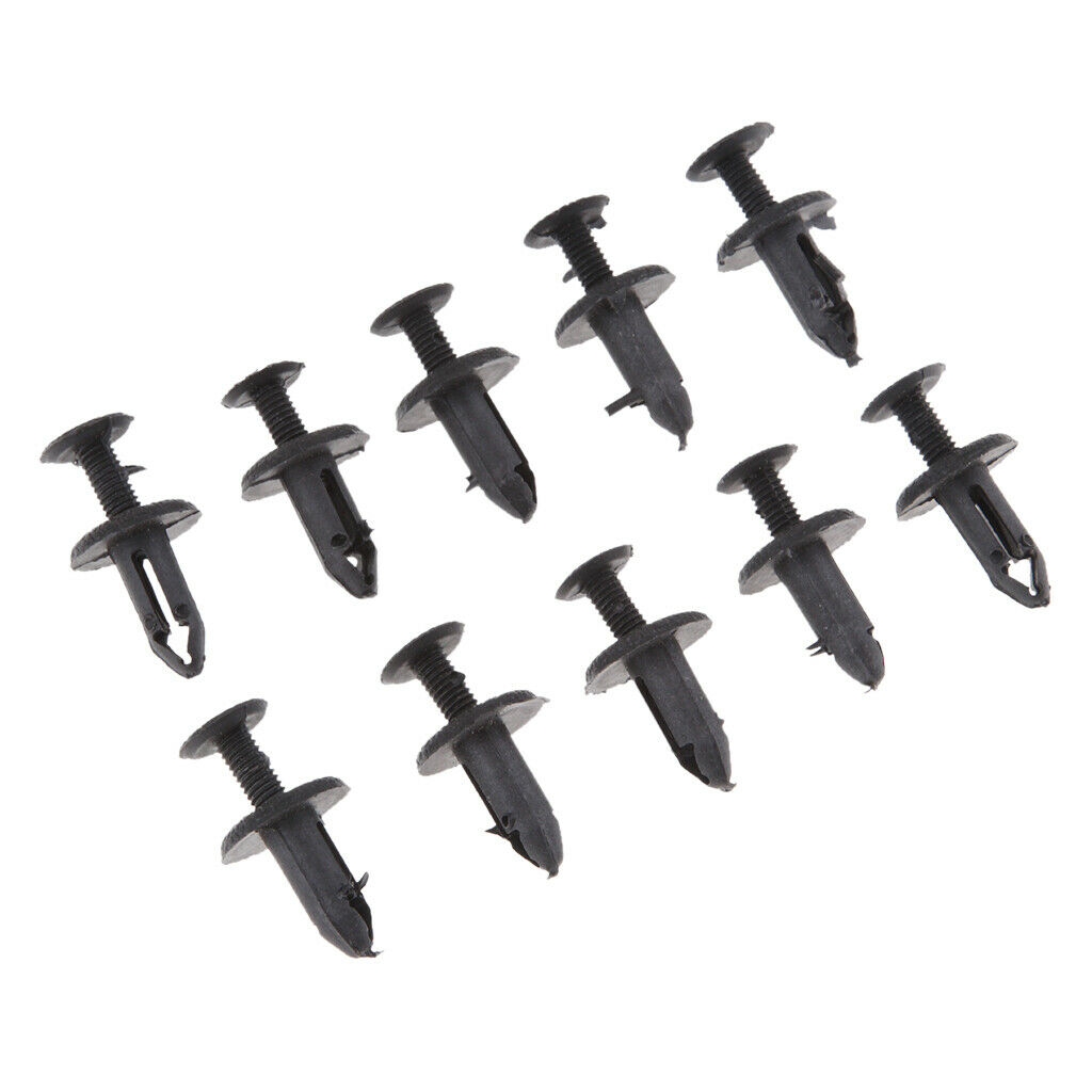 10Pcs Black Motorcycle Wind Screen Plastic Fastener Clips 15mm Long