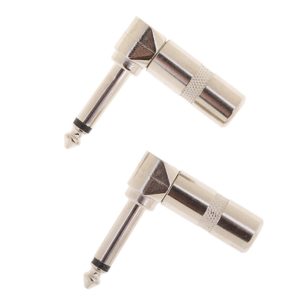 2X 1/4'' 6.35mm Right Angle 90 Degree Mono   Audio Adapter Welding Connector