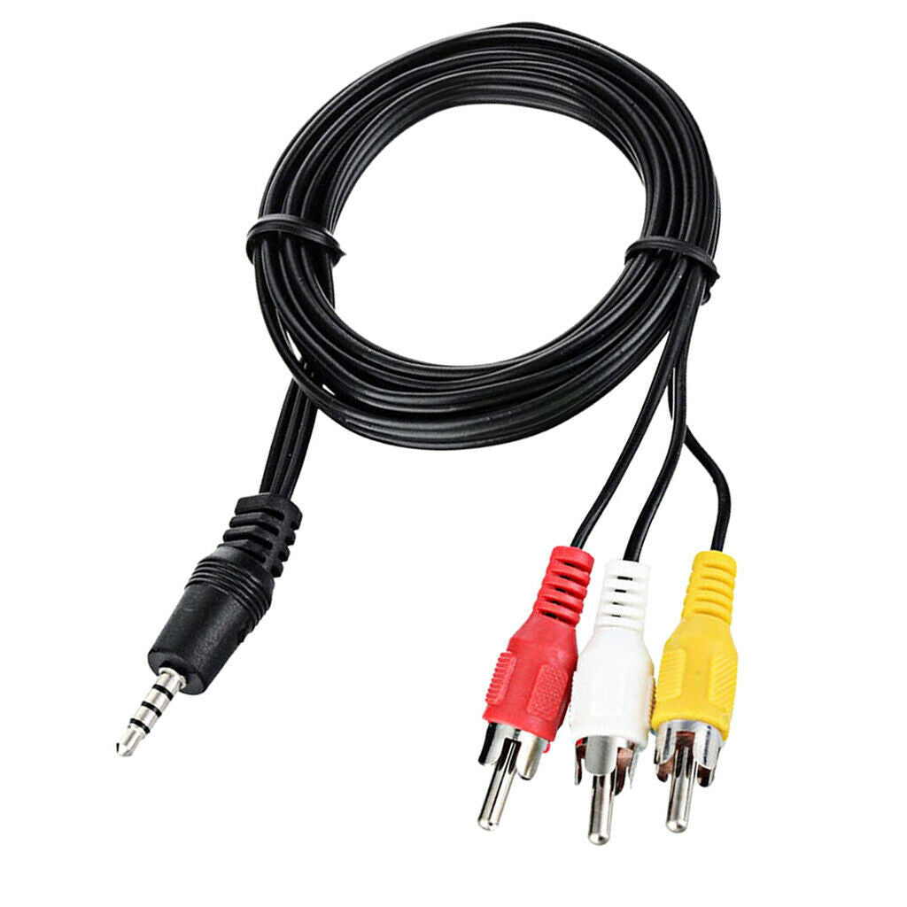 3.5mm 4 Pole Jack Plug to 3 RCA/PHONO Male AV Cable/Lead Car TV Video Camera
