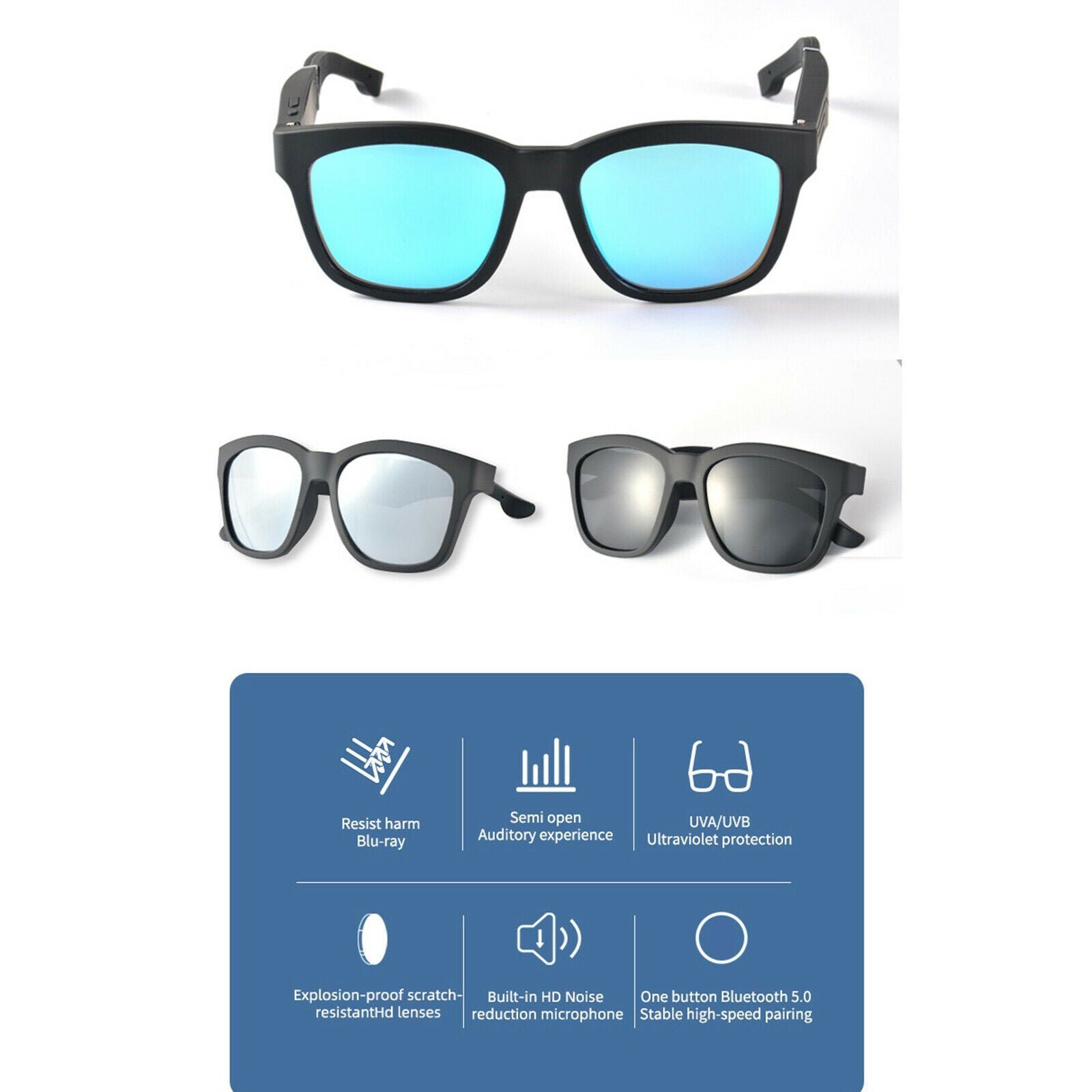 Stylish Audio Eyeglasses Smart Bluetooth Open Ear Headset Glasses Durable