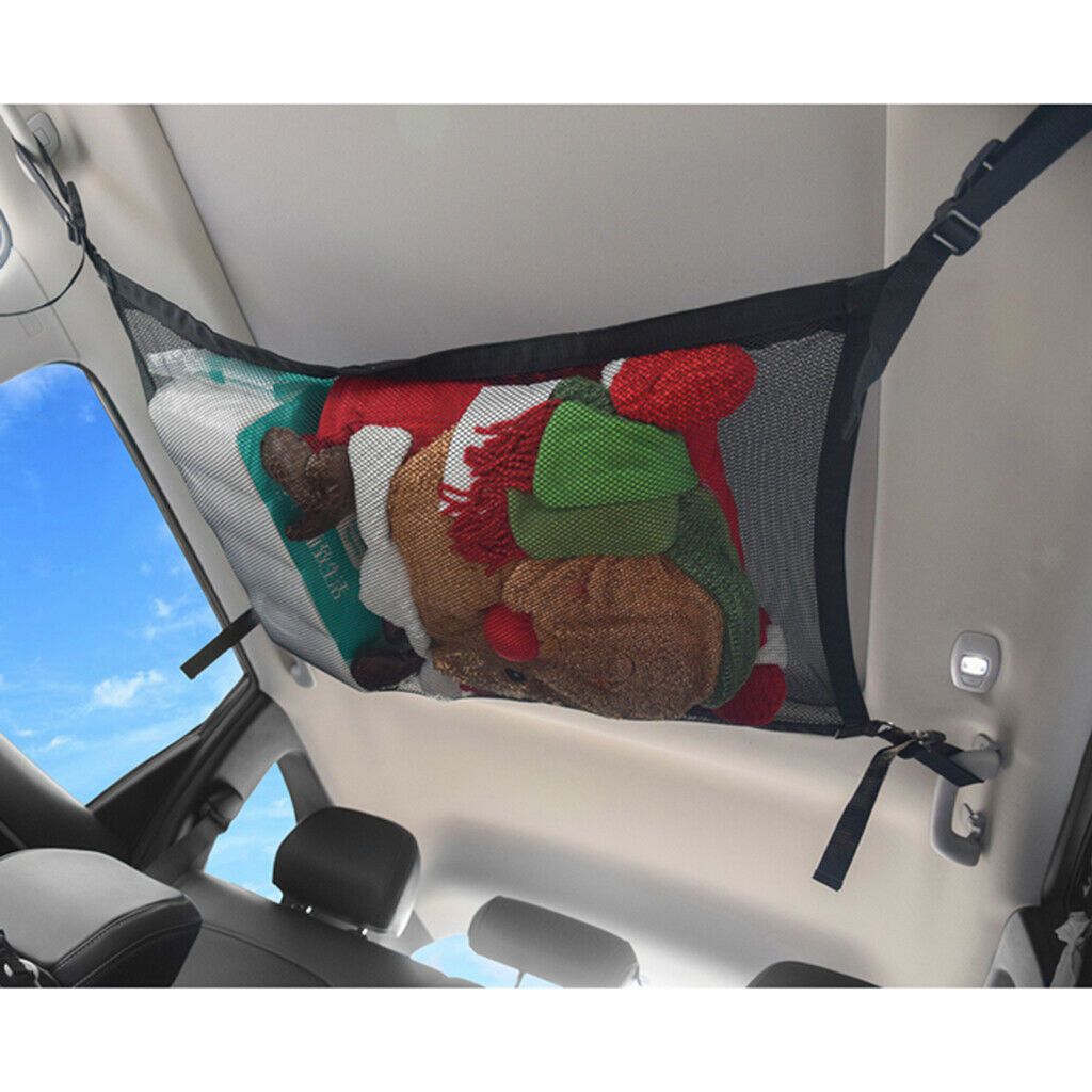 Net Car Roof Storage Bag Breathable Easy to Install with 4 Thick Belts