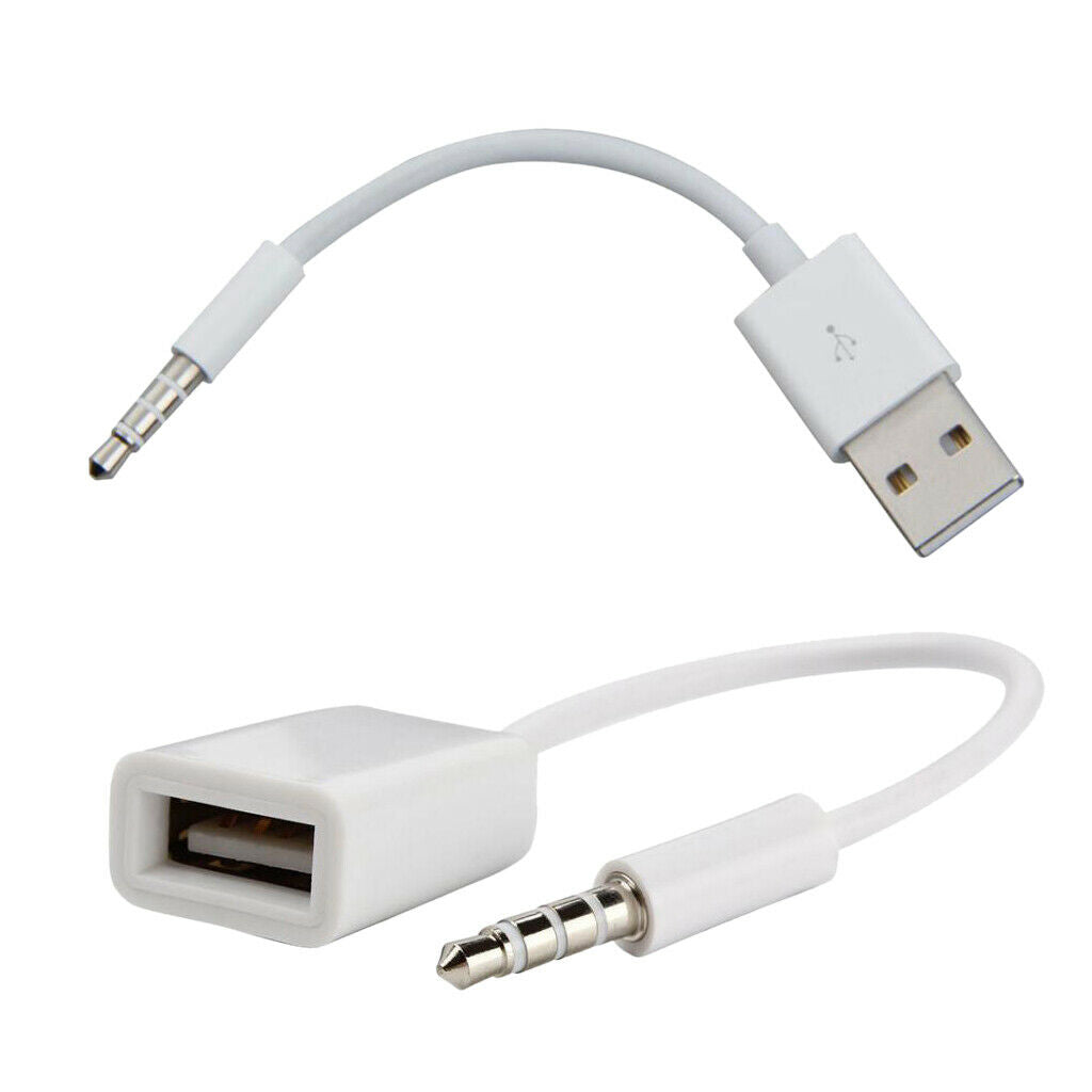 2 Pack Universal 3.5mm Male to USB 2.0 Female/Male Cable Data/Charging