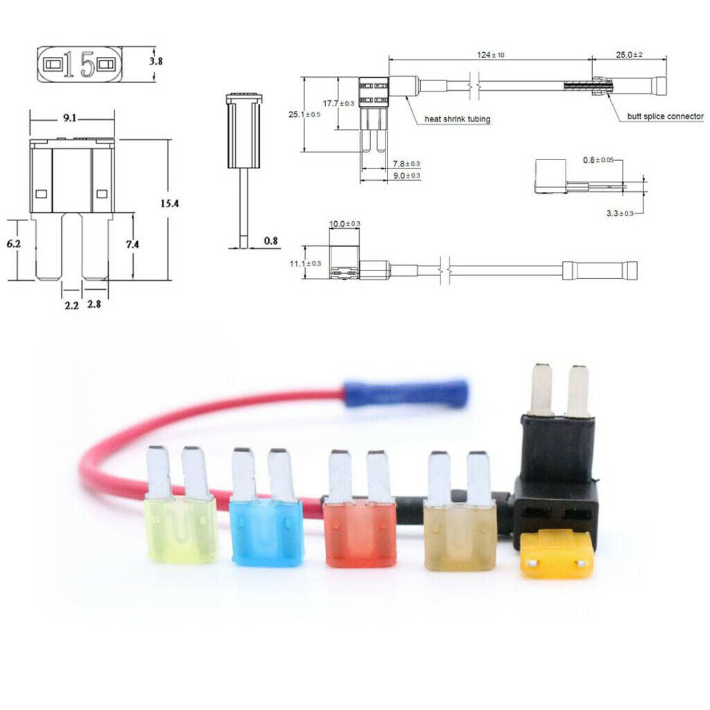 25 X Mini 5A-20A Micro2 Auto  Holder Fuse for Car Motorcycle Boat