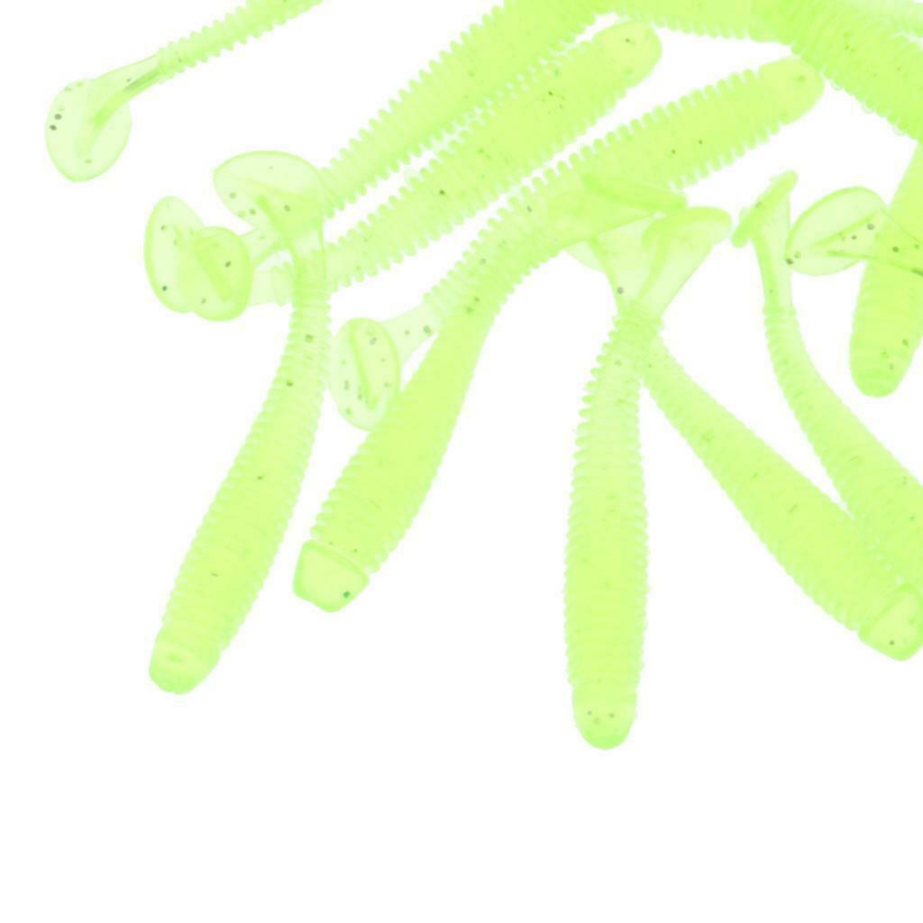 16x Worm Fishing Lures Soft Crank Baits T-tail Fish Tackle Lures 5cm Yellow