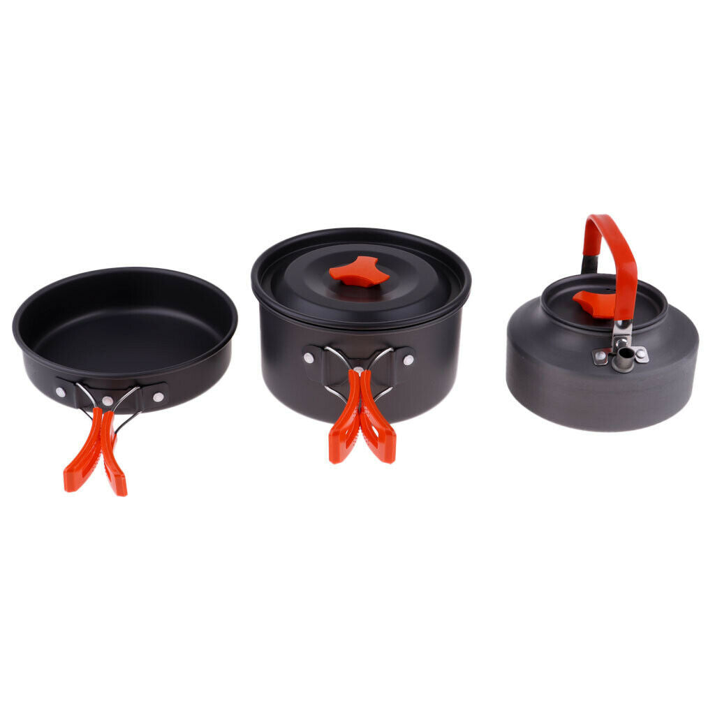 Foldable Non Stick Aluminium Pot Pan Kettle Camping Cooking Cookware Set