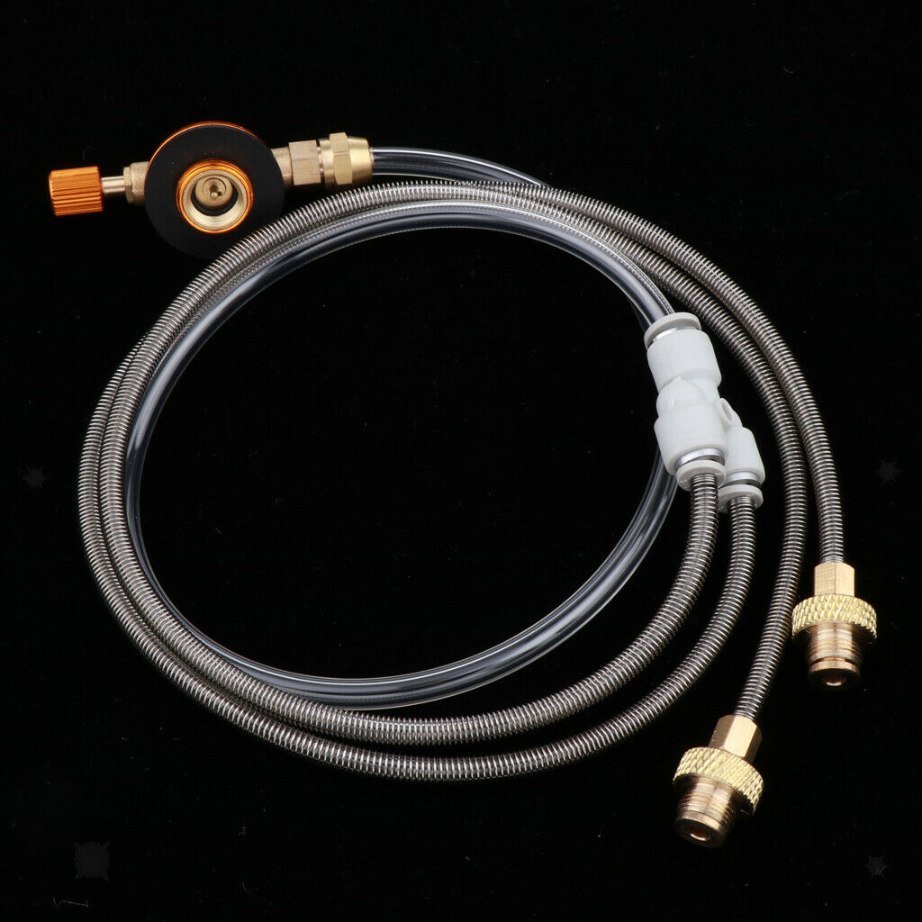 Outdoors Dual Hoses Propane Flat Gas Tank Camping Stove Connector Adapter