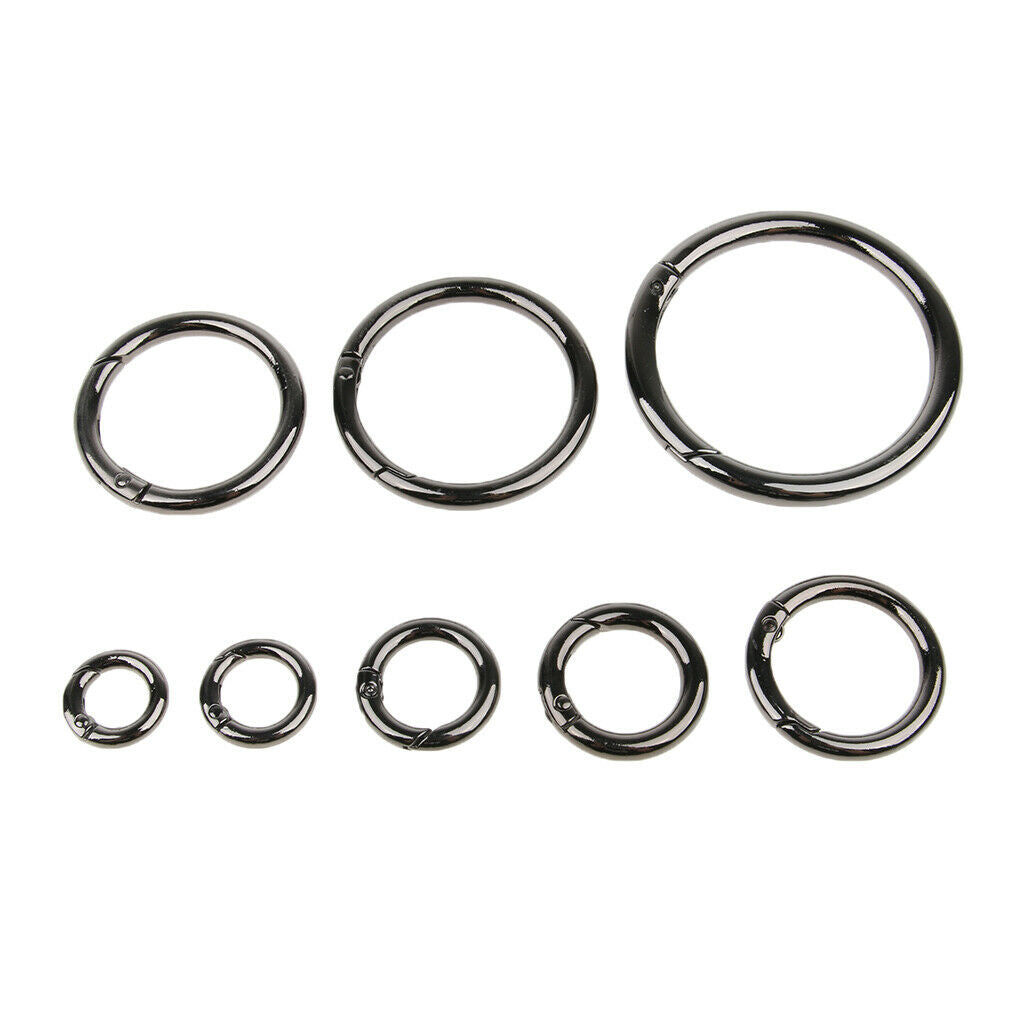 5pcs Round Carabiners Camping Spring Snap Clip Keychain Holder Black 10mm