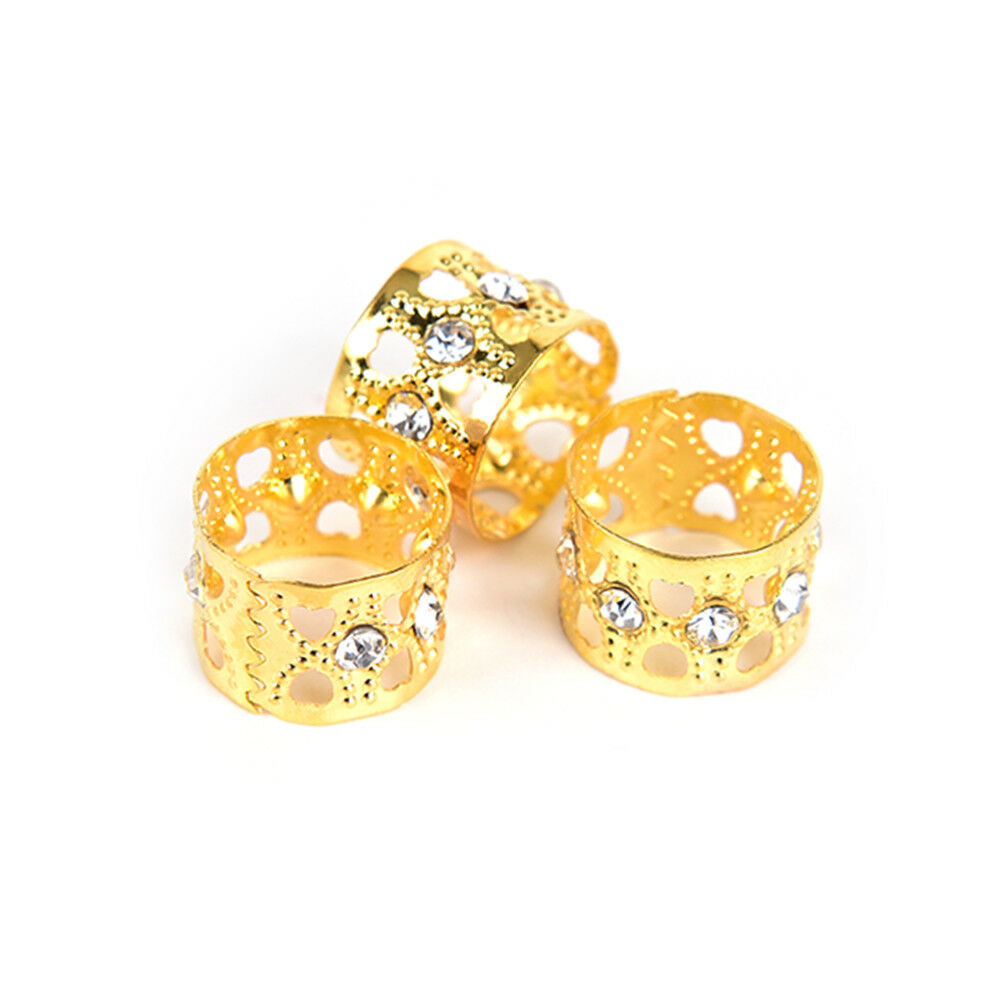 10Pcs Braiding Hair Rings Dreadlock Marley Braids Beads Clips Cuffs Rhines.l8