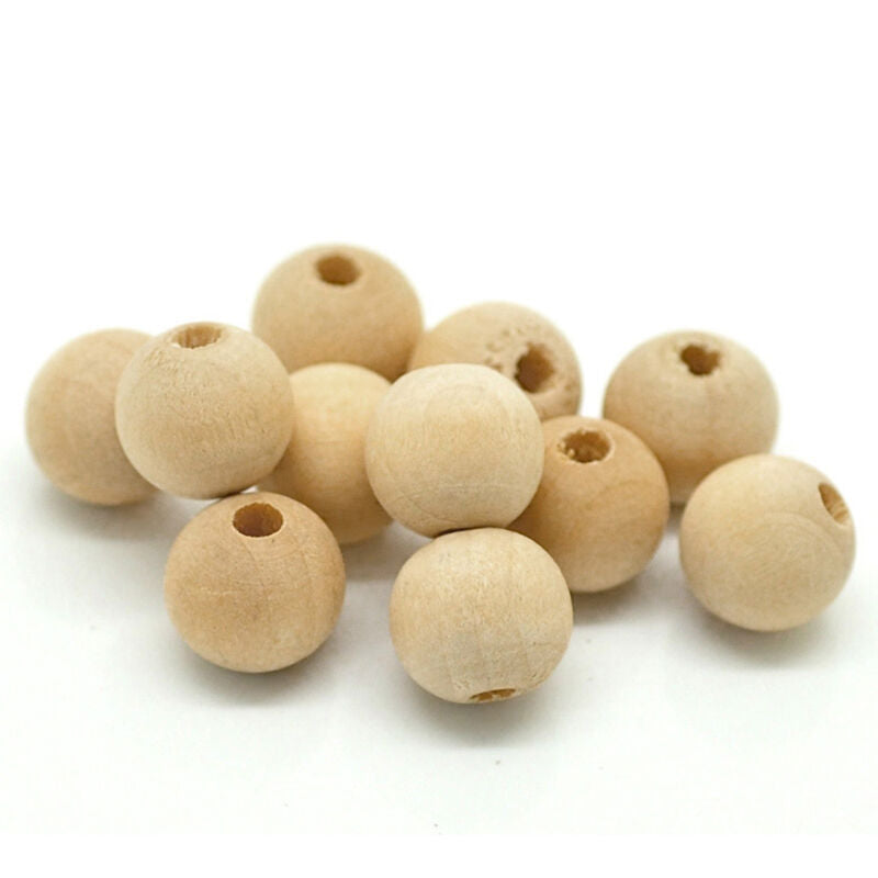 100 x 10mm Round Wood Spacer Bead Natural Unpainted Unfinished Wooden Bead.l8