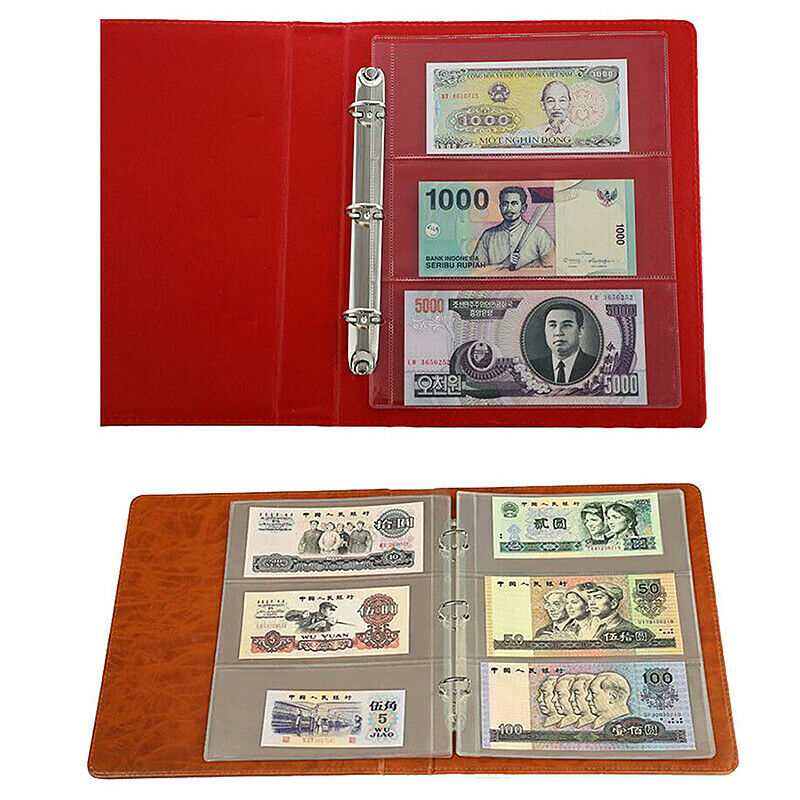 5Pcs Paper Money Holder Banknote Album Folder Page Loose Leaf Collection Storage