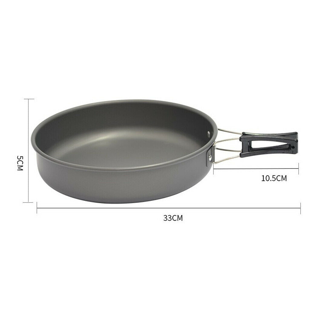 Portable Frying Pan Outdoor Camping Picnic Pot Cookware with Folding Handle
