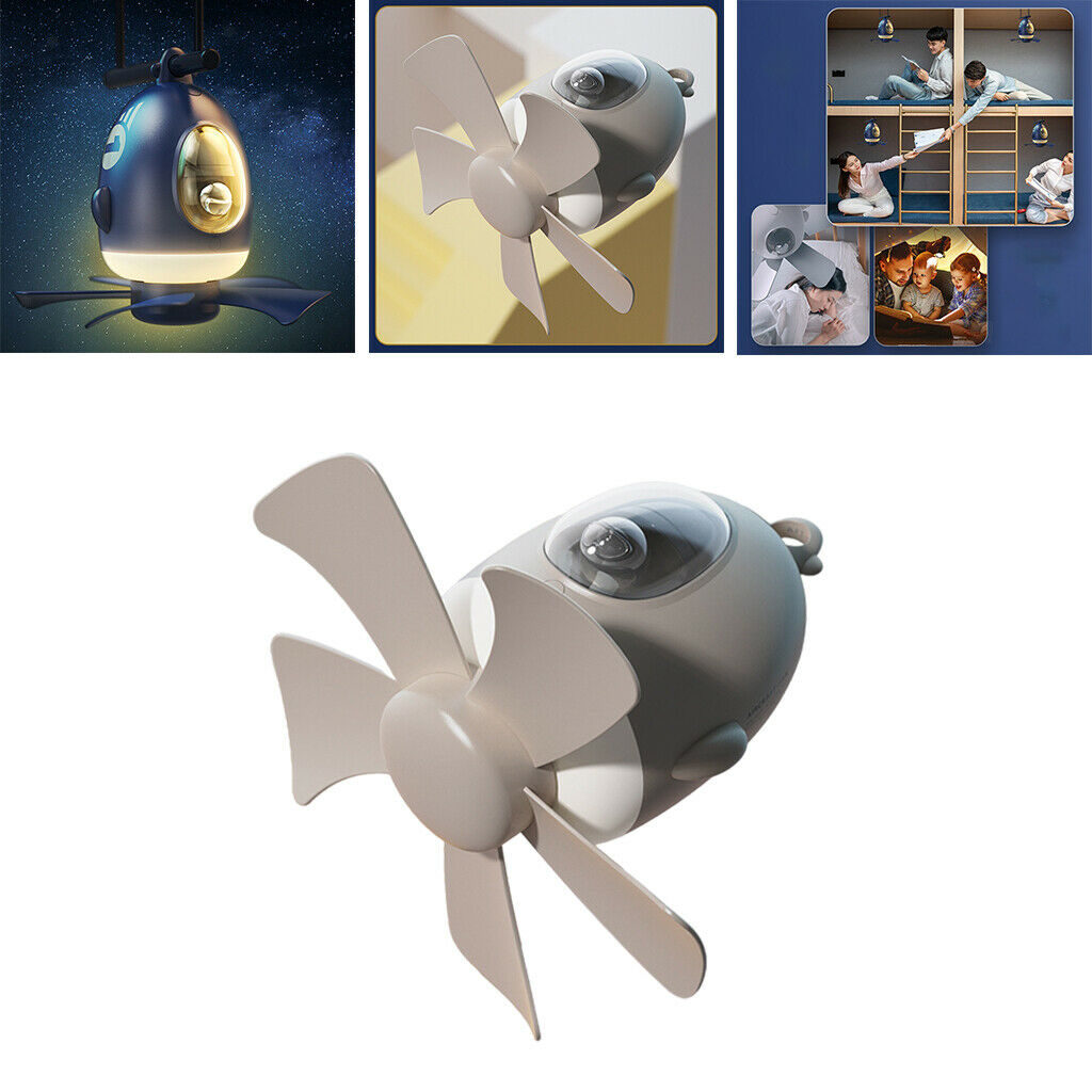 Small Camping Fan USB Ceiling Fan for Tent 8000mAh Night Light Home Office