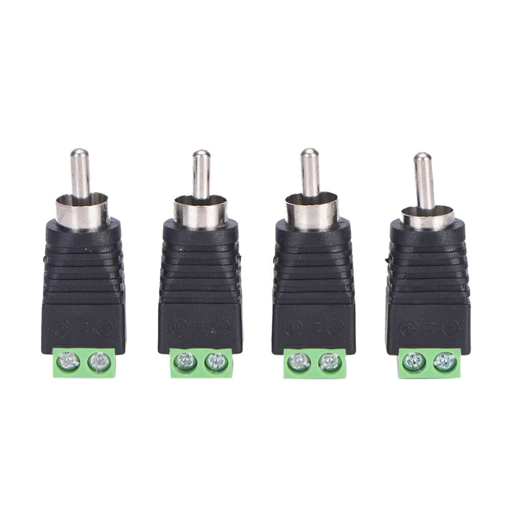 4-Pack Phono RCA Male Plug to AV Screw Terminal Audio/Video Connector Adapter