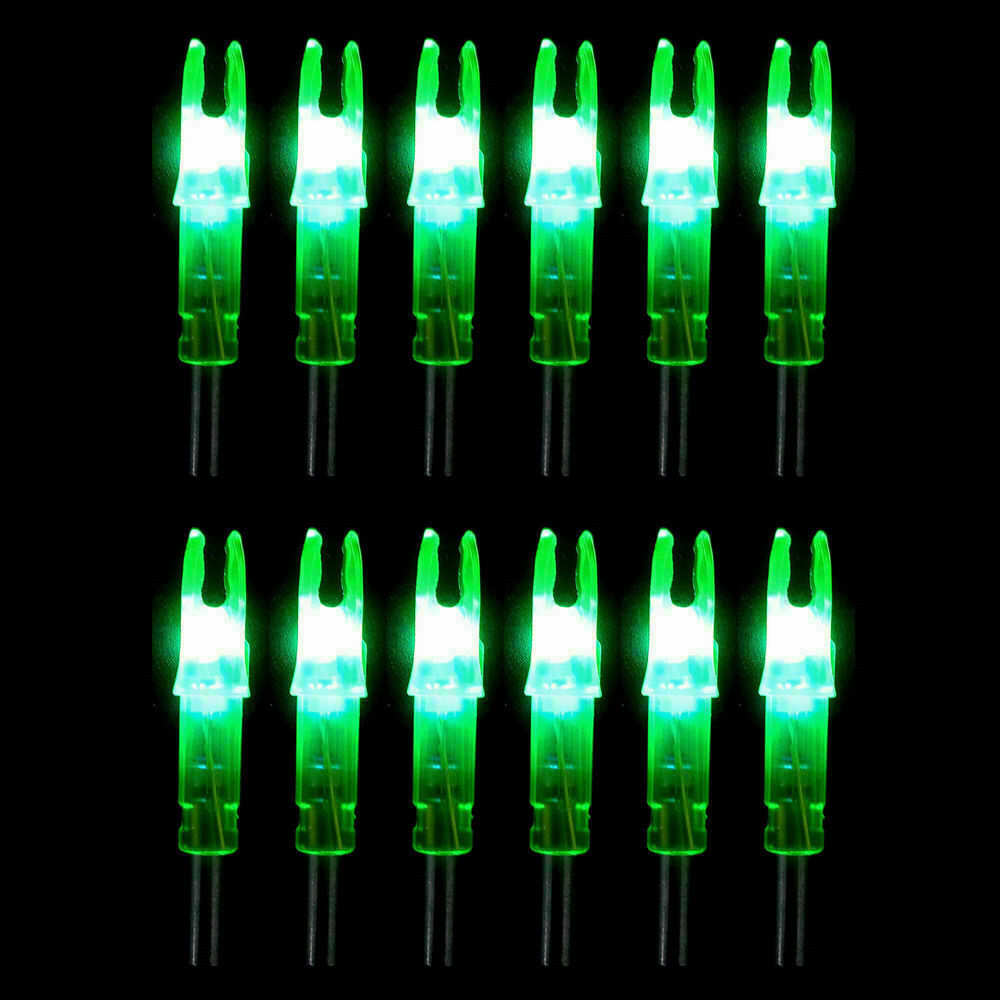 12PCS Green LED Lighted ID 6.2mm Arrow Nocks Compound Recurve Bow Archery Tails