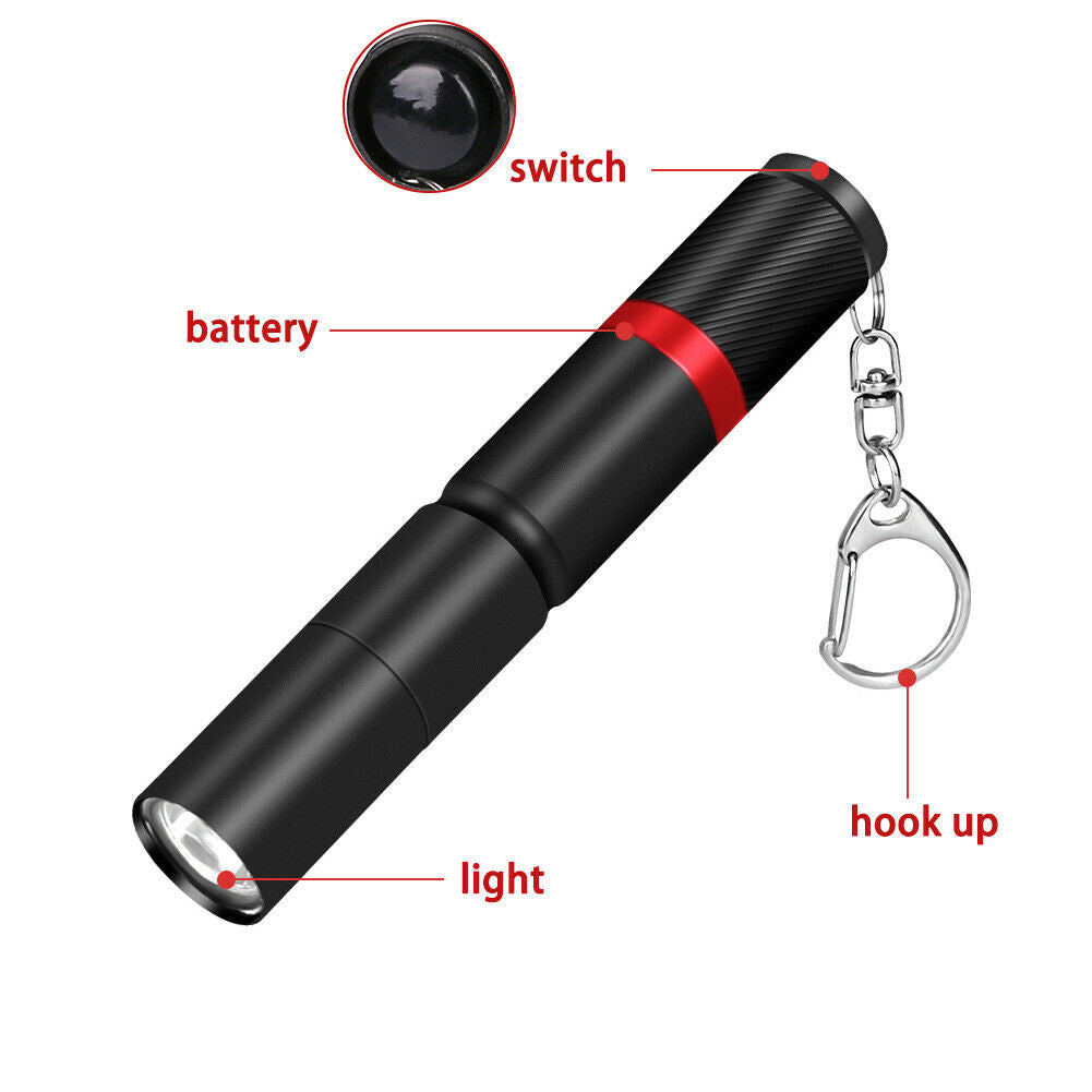 Ultra Small Protable Keychain Flashlight Pocket Torch 3 Mode Pen Night Lamp @