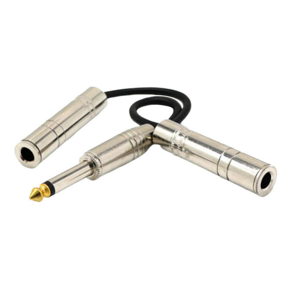 0.2m 6.35mm Jack Plug Male to 2× 6.5mm Mono Female Audio Y Splitter Cable