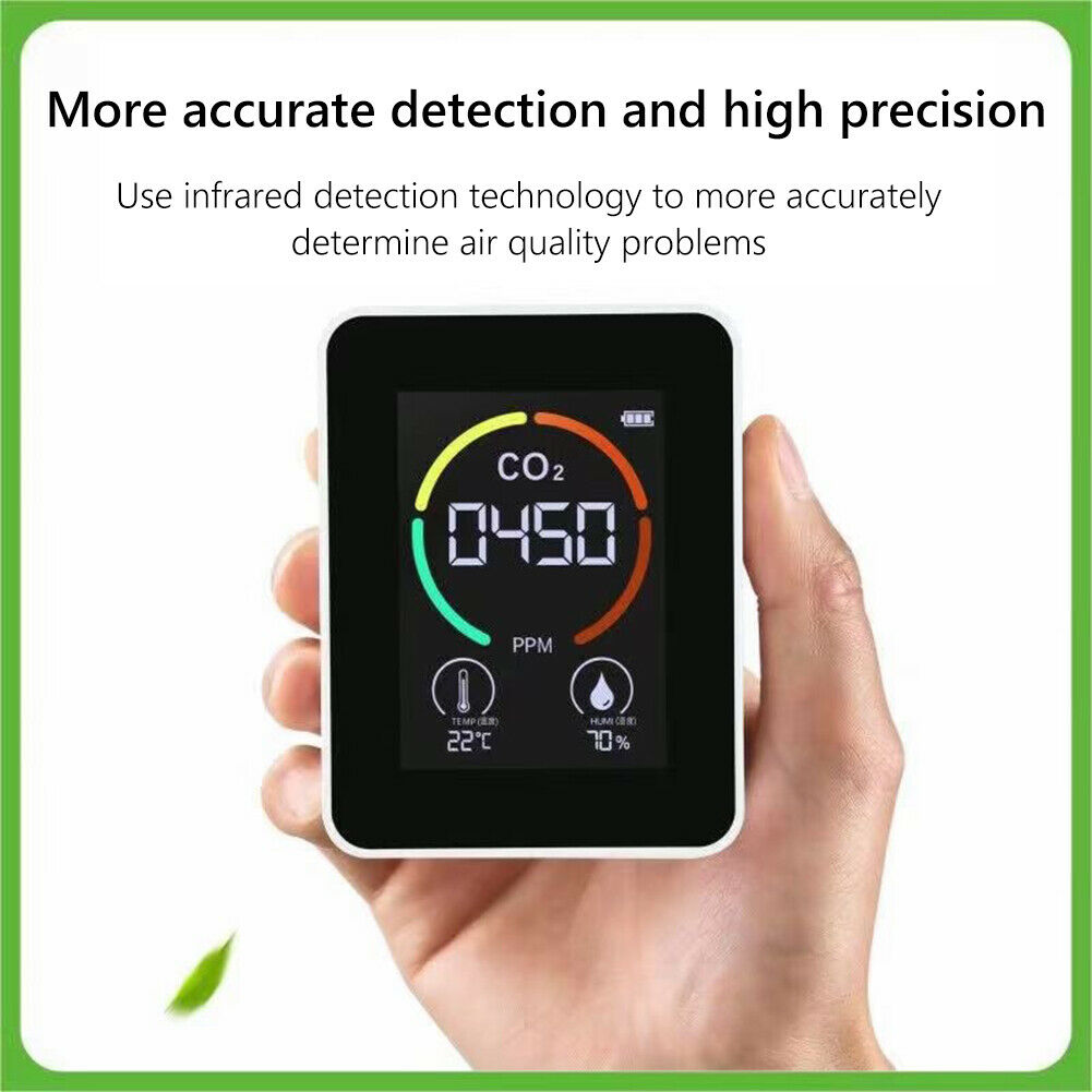 Indoor CO2 Detector NDIR Sensor Carbon Dioxide Temperature Humidity Meter @