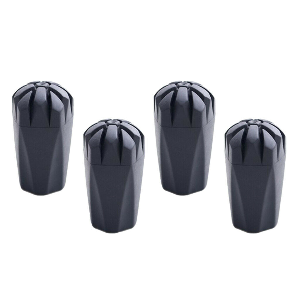 Pack of 4 Soft Trekking Stick Tips Antislip Pole Replacement Cover Black