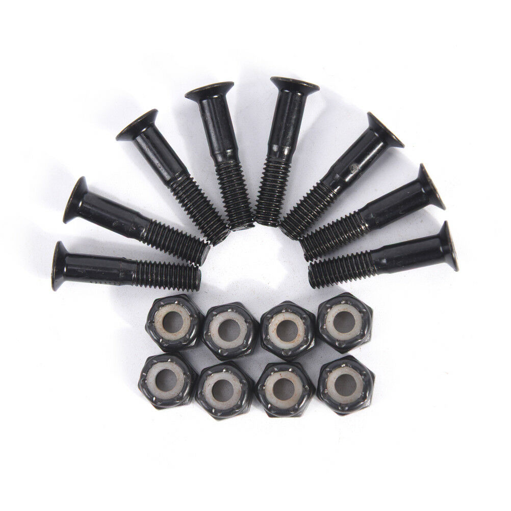8 Pair Skateboard 25mm Black Hard Ware Bolts Parts Double Rocker Parts Screws Lt