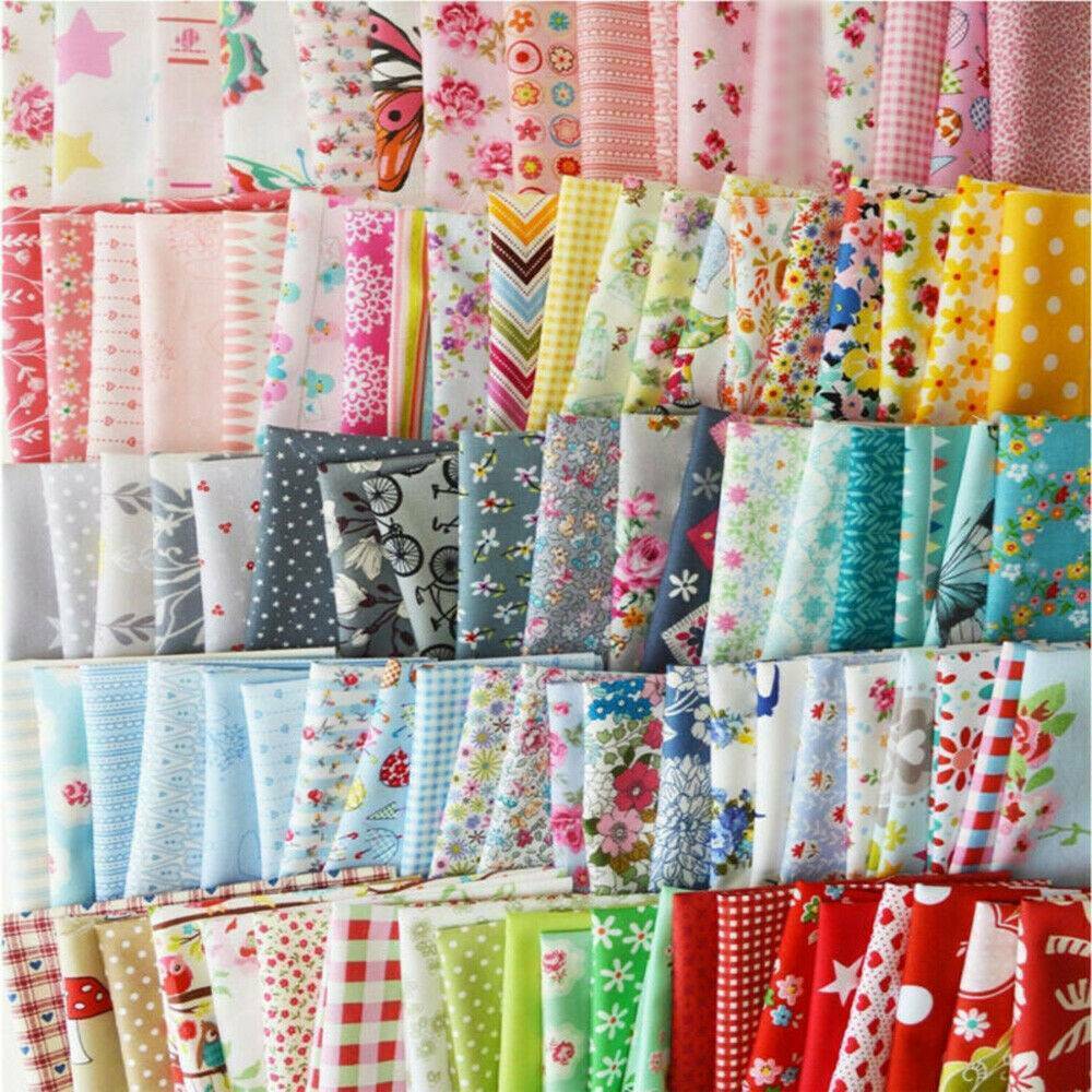 100 X DIY Assorted Pre Cut Charm 10X10cm Cotton Squares Quilt Fabric Quarter