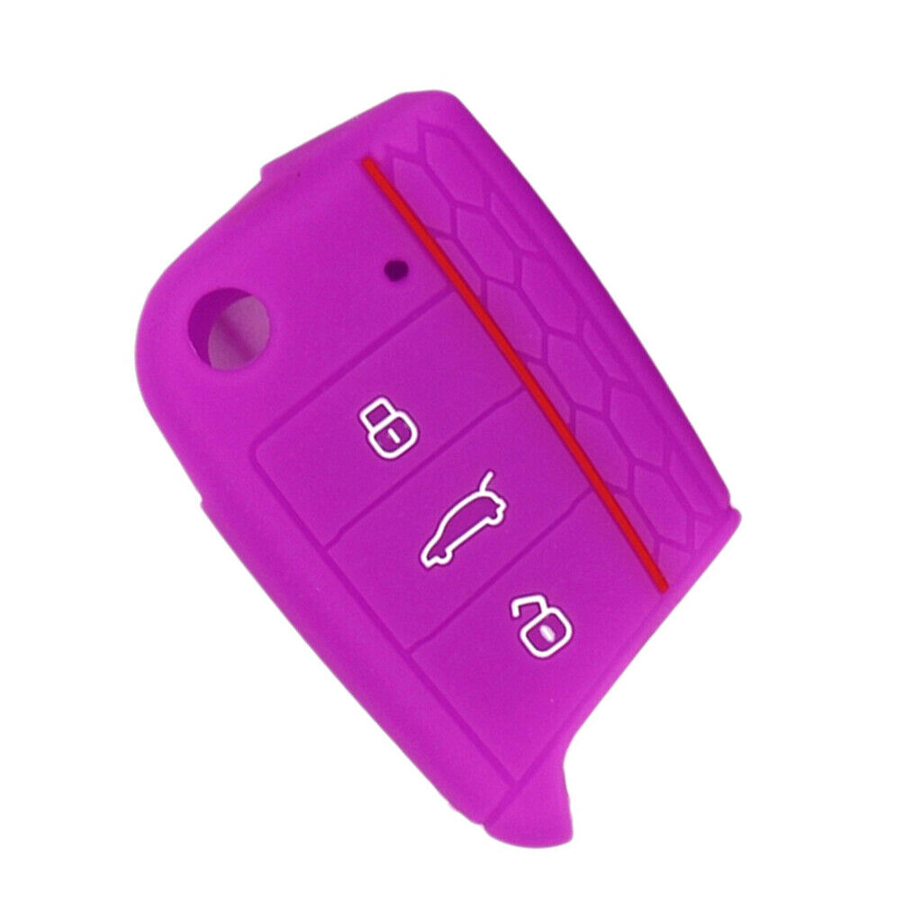 Flod Key Silicone 3Buttons Protective Case Cover for Volkswagen 2017 Purple