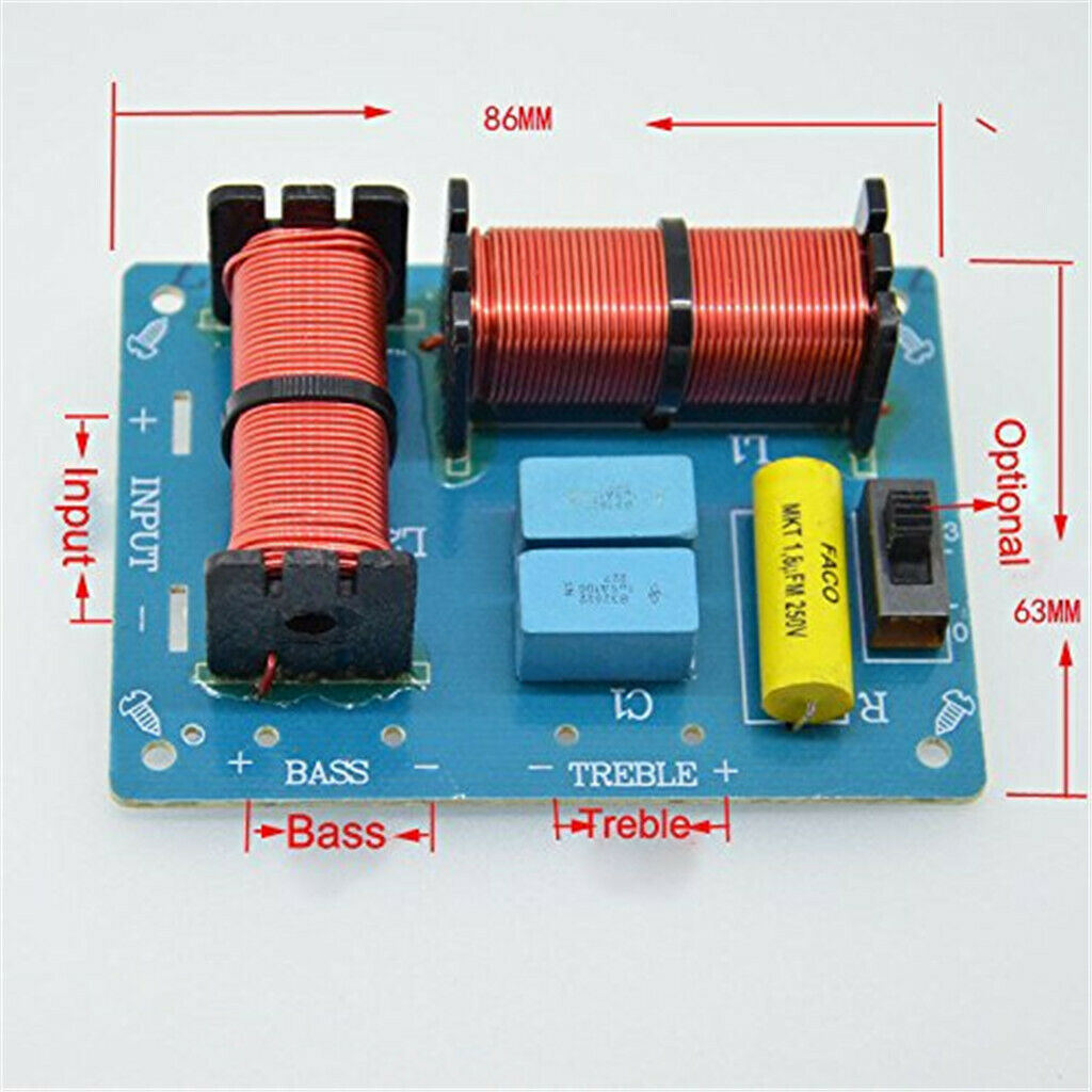 2x Treble Bass 2-Way Frequency Divider Audio Crossover Filters Board 100W
