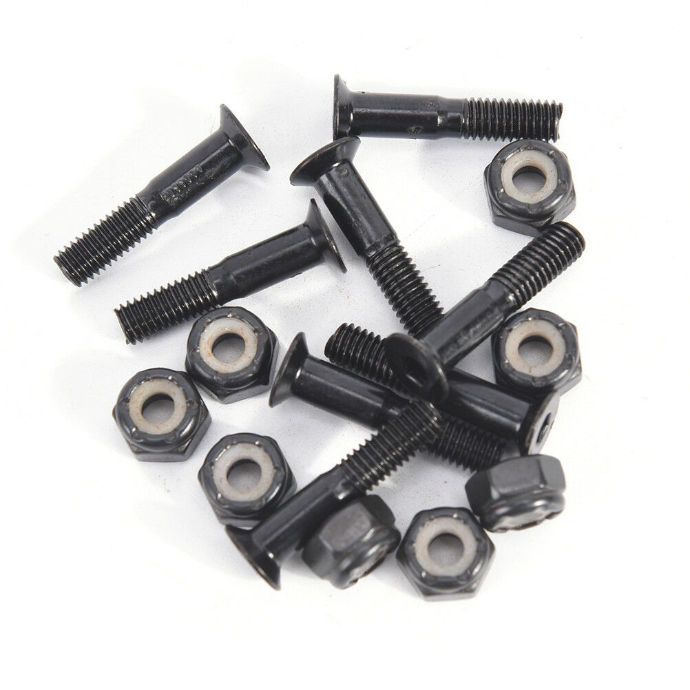 8 Pair Skateboard 25mm Black Hard Ware Bolts Parts Double Rocker Parts Screws Lt