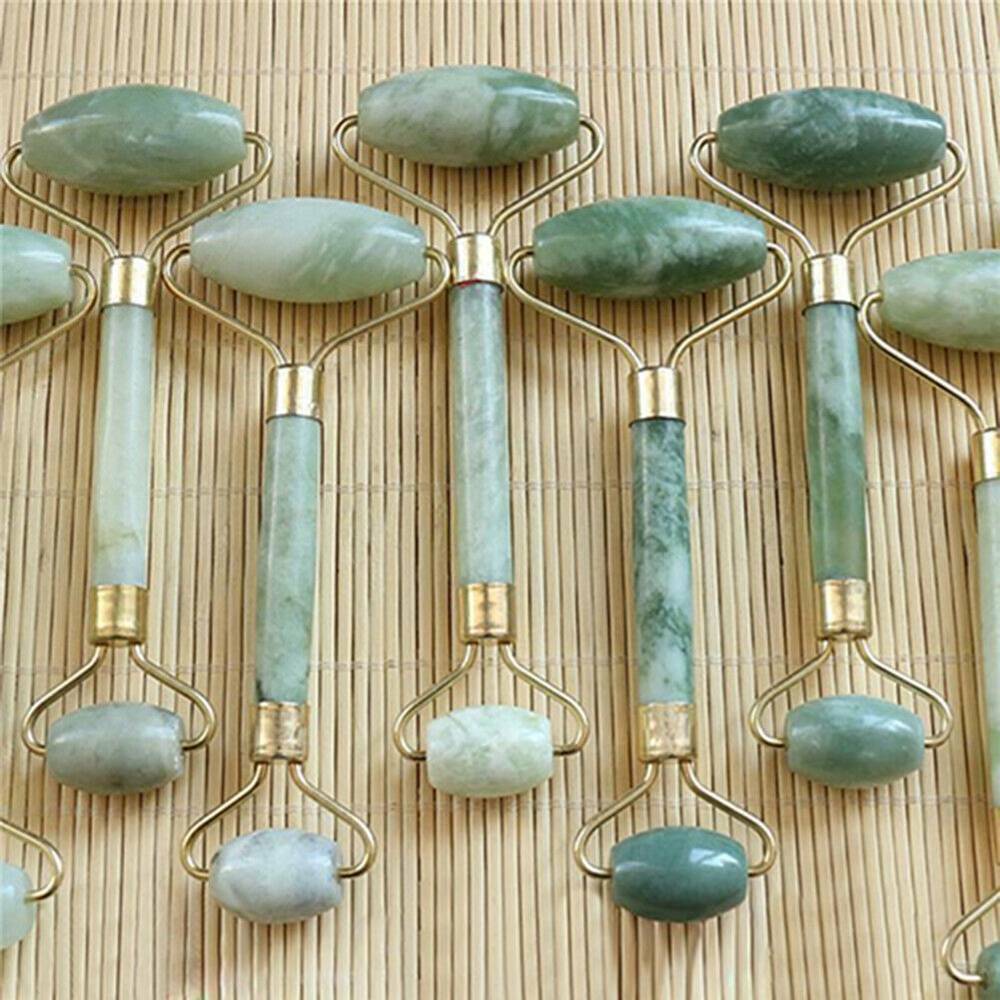 100% Natural Rose Quartz Facial Jade Stone Roller Massage Tool Face Massager US!