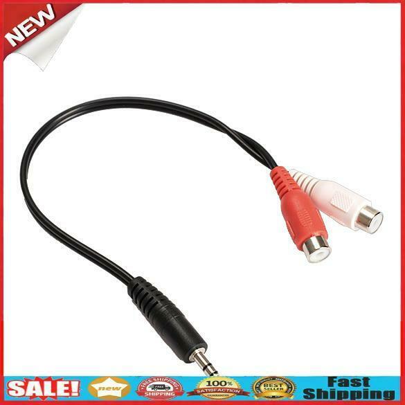3.5mm Male to 2 RCA Female Jack Stereo Audio Cable Converter Adapter DC3 @