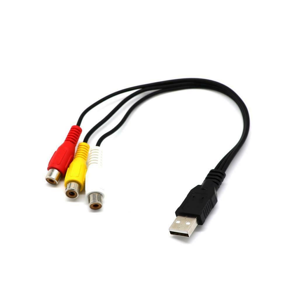 USB Male to 3 RCA Female Video Cord Converter Adapter Wire Cable For HD TV