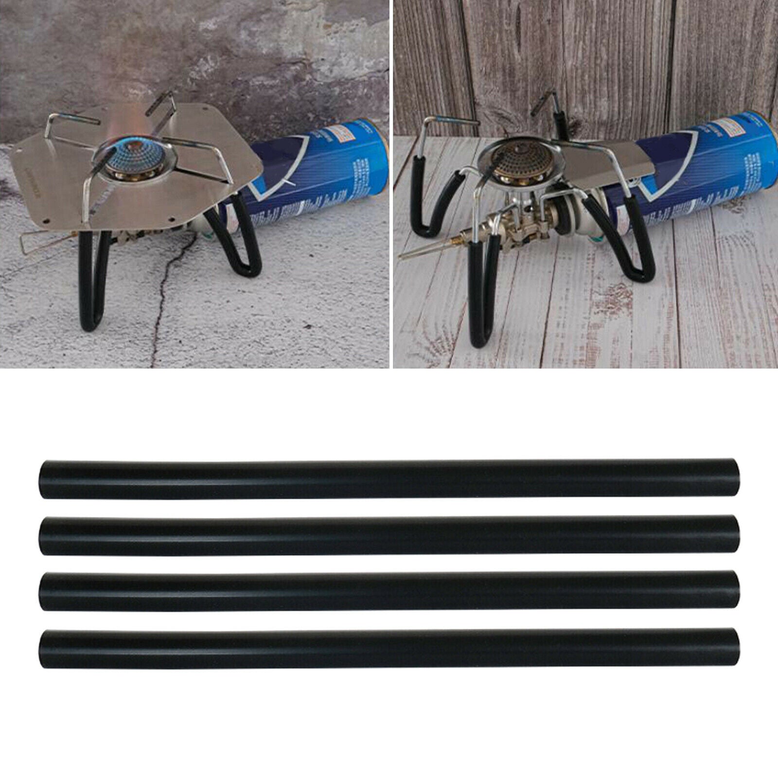 4x Camping Stove Bracket Cover BBQ Protective Pipe Heat Resistant Tube Black