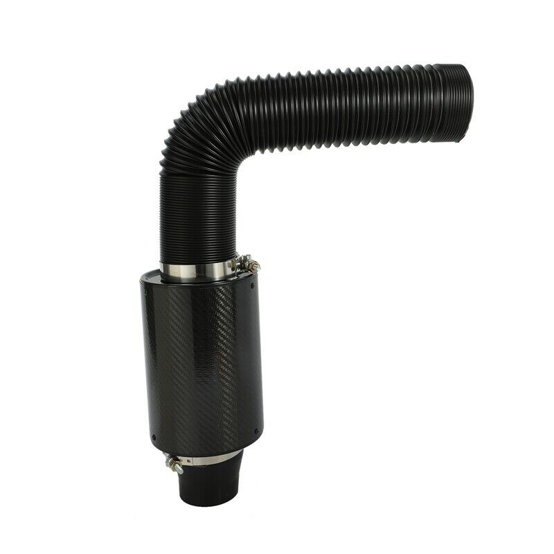 1 Set Universal Car 3 inch Carbon Fibre Cold Air Filter Feed Enclosed Intake IW6