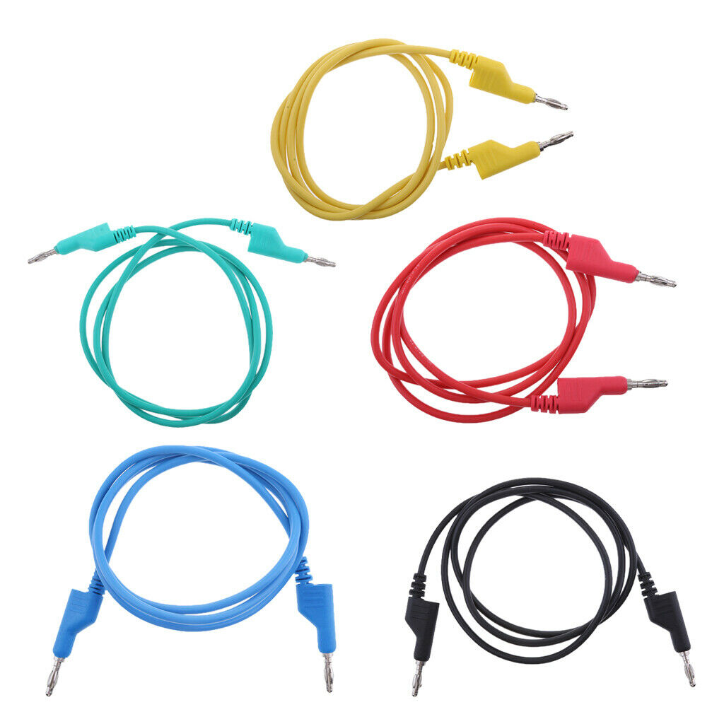 4x 4mm Stackable Banana Plug Wire Silico Test Cable for Multimeter  Black