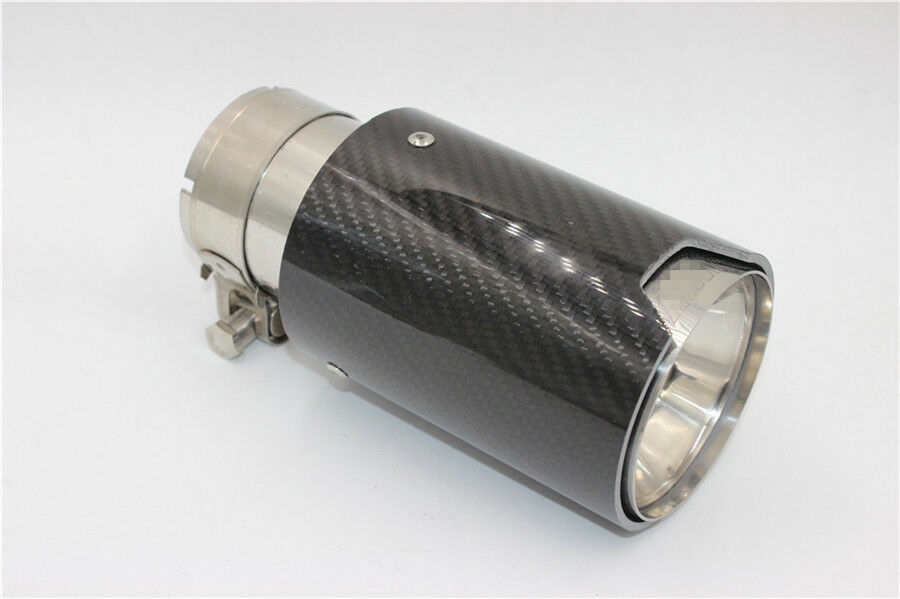 100% Real Carbon Fiber Glossy Black Exhaust End Tips for BMW 2.5'' in 3.5'' out