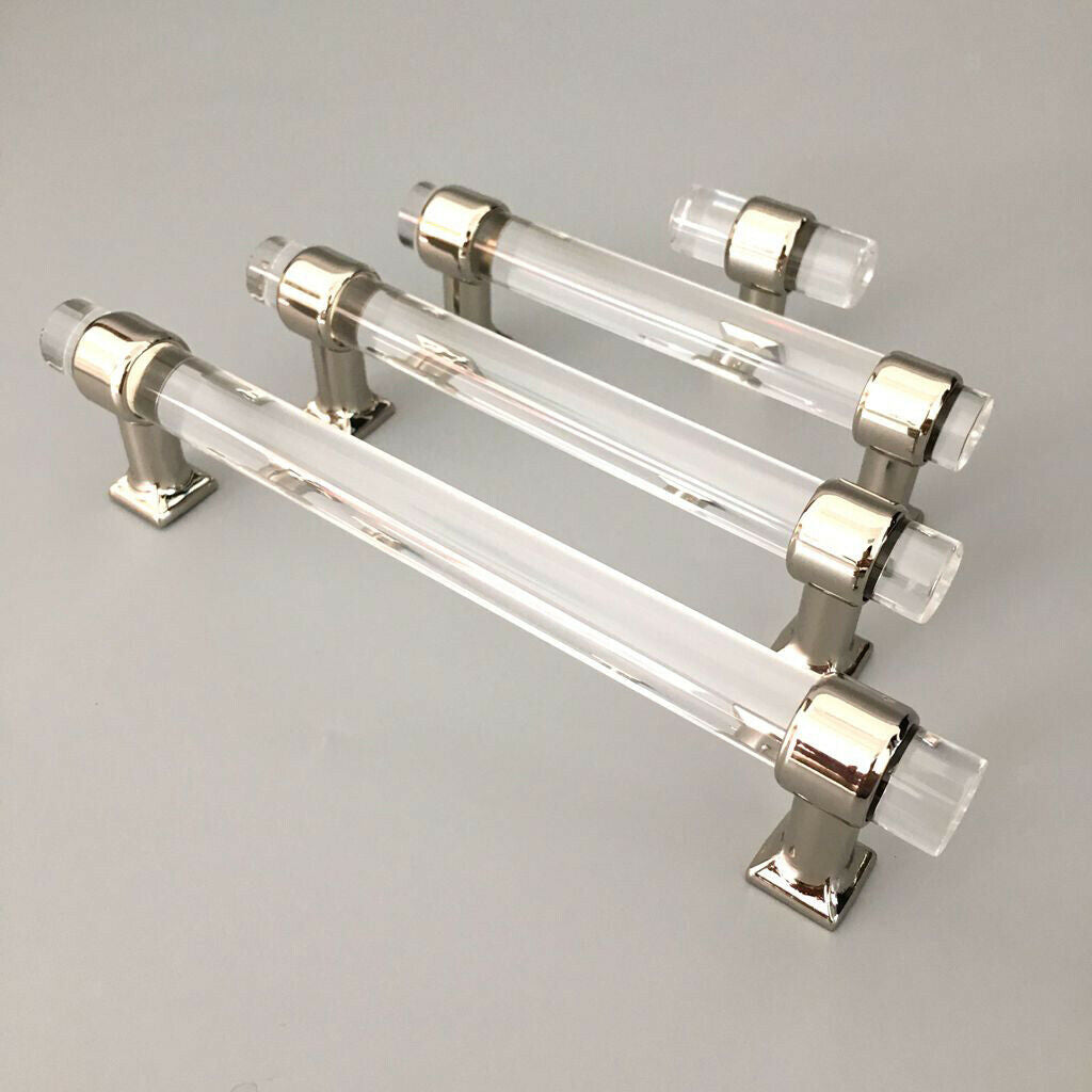 Acrylic Stick Glass Door Pull Handle Cupboard Cabinet Furniture Knobs 128mm