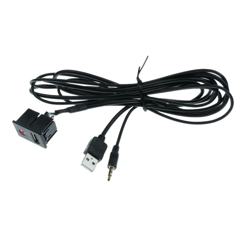 3.5mm   Aux and USB Input Extension Cable Connector Universal for Cars