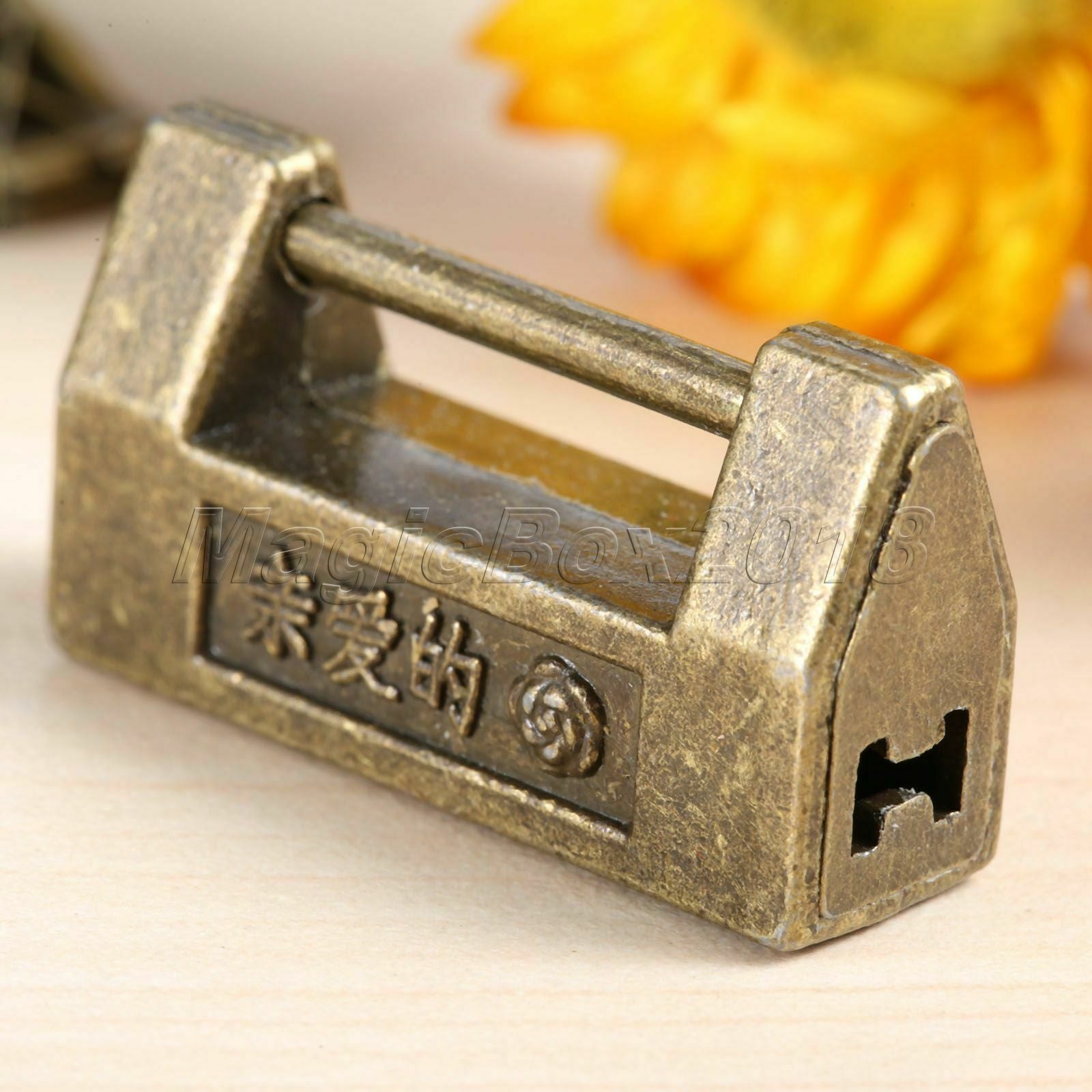 Classic Old Chinese Love Word Padlock Jewelry Box Drawer Lock Dressing Box Decor