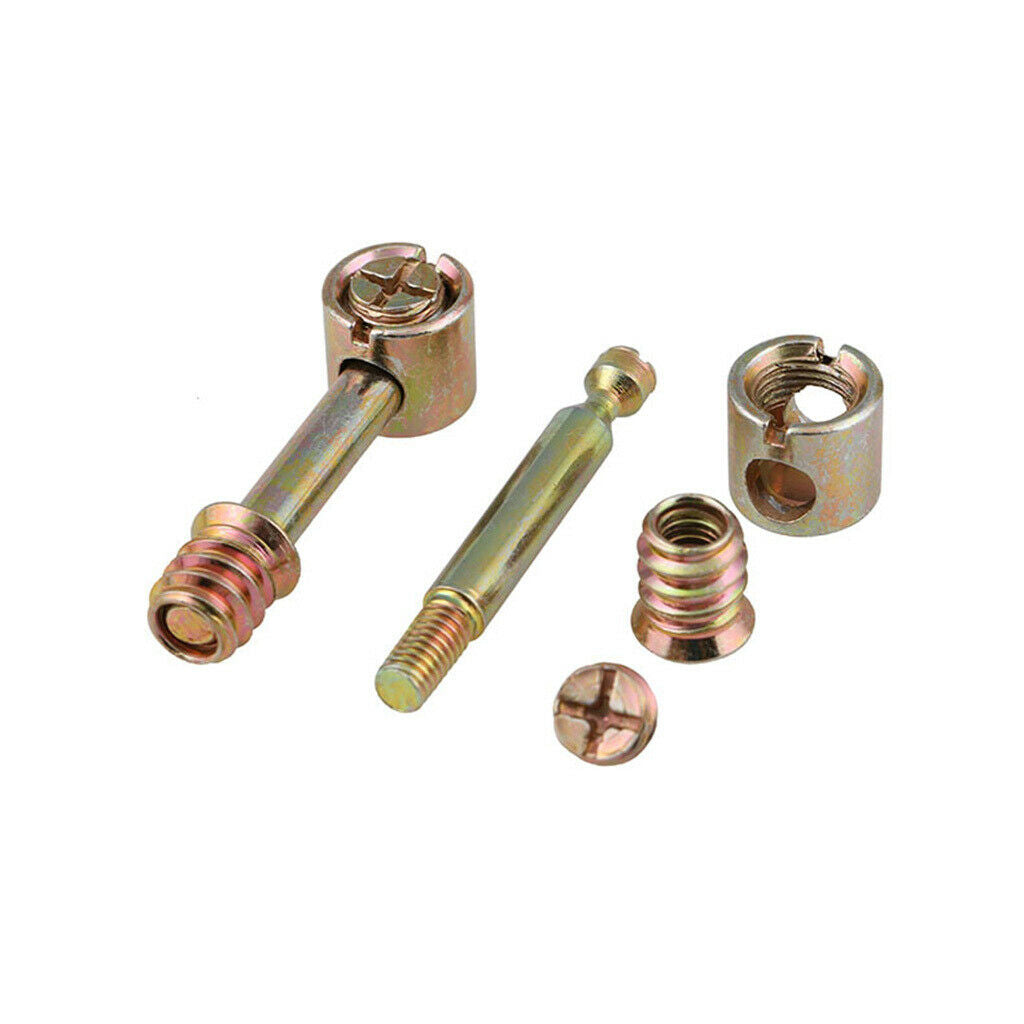 Furniture Cabinet Cam Fitting with Dowel and Pre-inserted Nut, 5 Set