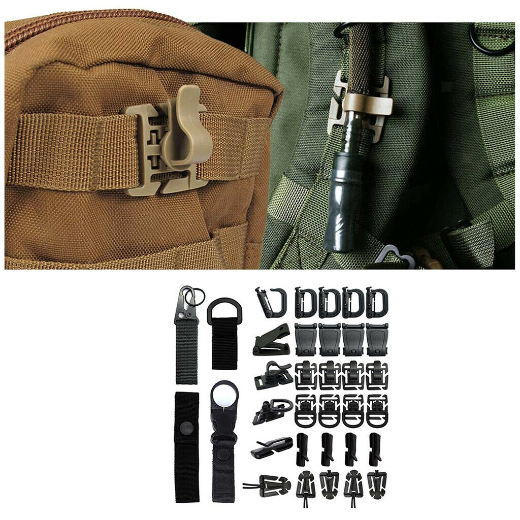 34Pcs Molle Attachments Molle Accessories Set D-Ring Clip Lock Molle Clips