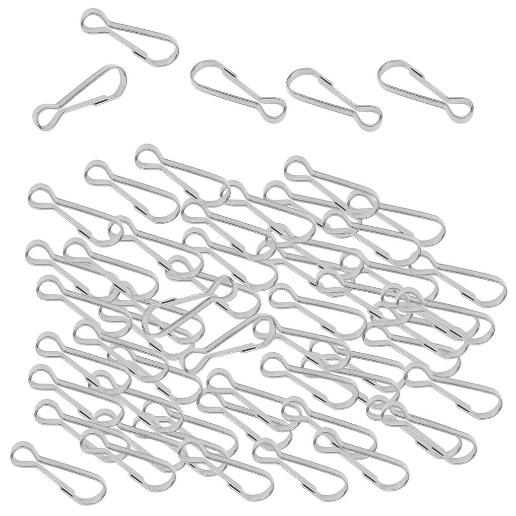 100pcs Stainless Steel Carabiners Spring Snap Clip Outdoor Hardware, 20mm