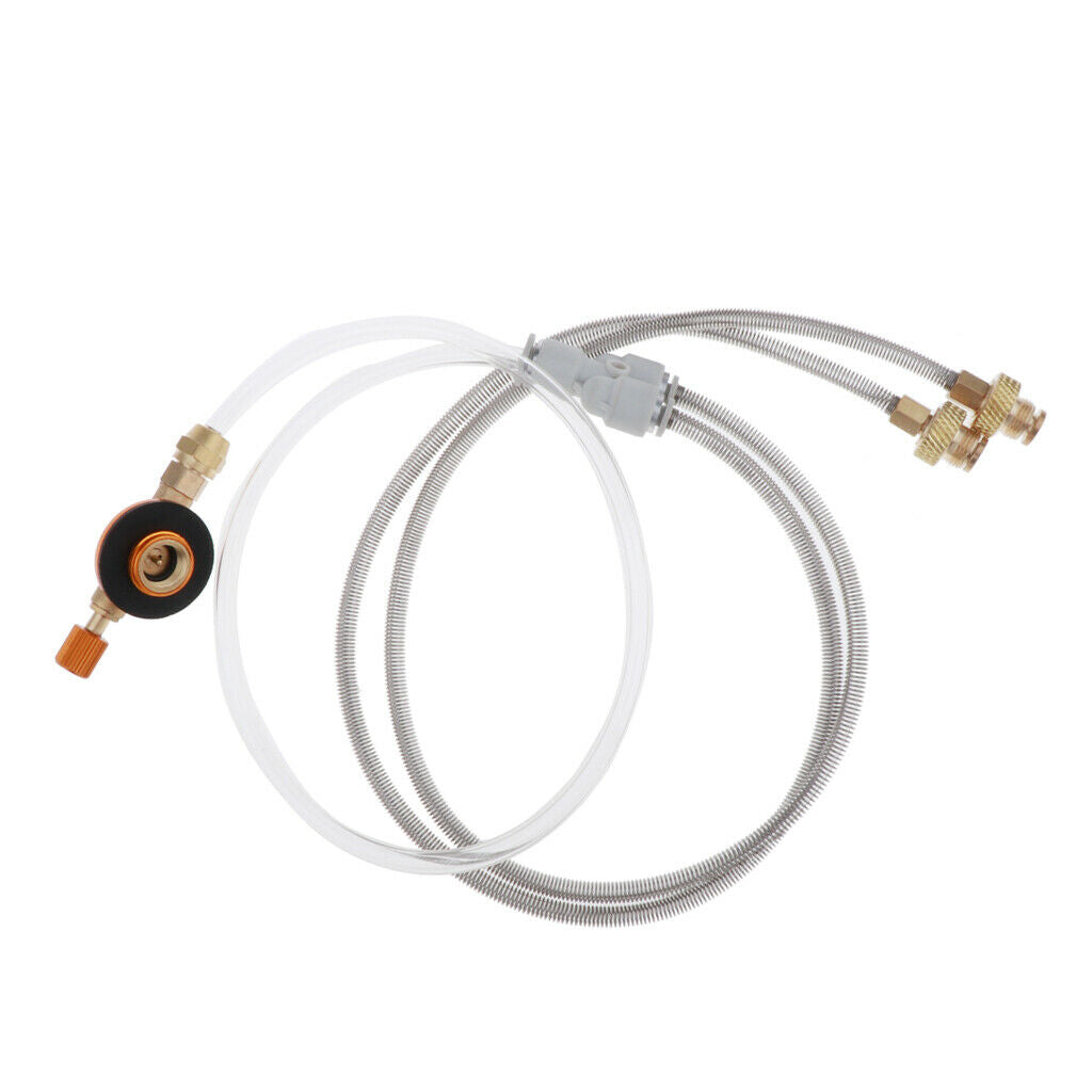 Outdoors Dual Hoses Propane Flat Gas Tank Camping Stove Connector Adapter