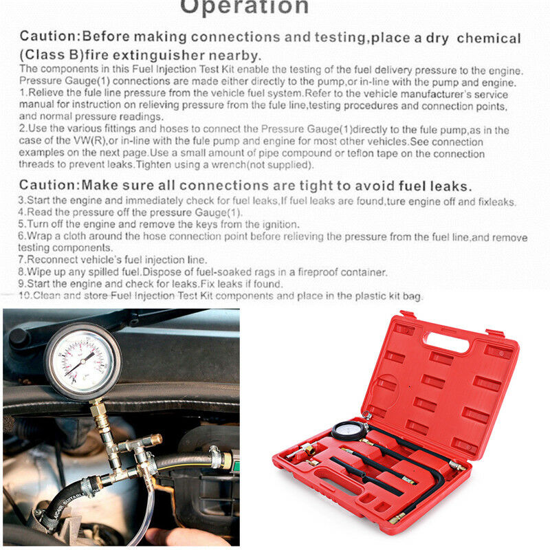 0-100PSI 0-7 bar Fuel Injection Pump Injector Tester Petrol Test Pressure Gauge