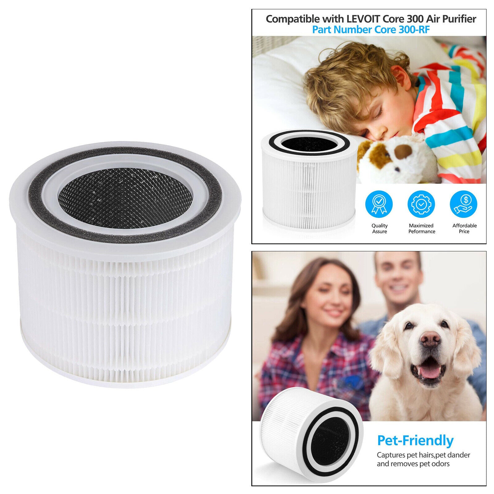 High-Efficiency Replacement HEPA Filters for LEVOIT Core 300 Core 300-RF