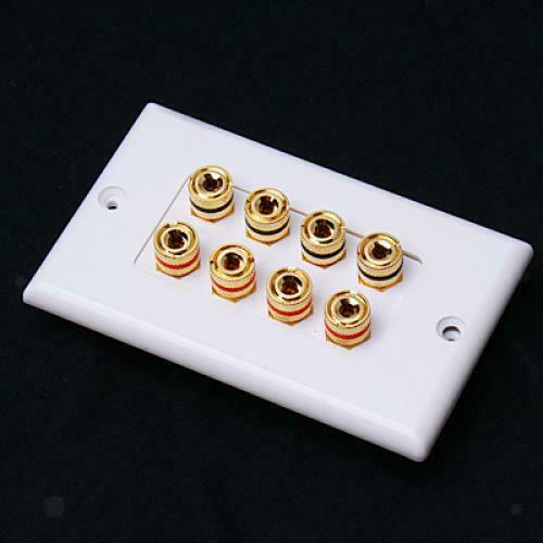 Budget 4 Speakers Cable Wall Plate 8 Banana Plug for Audio Video Theater Cable